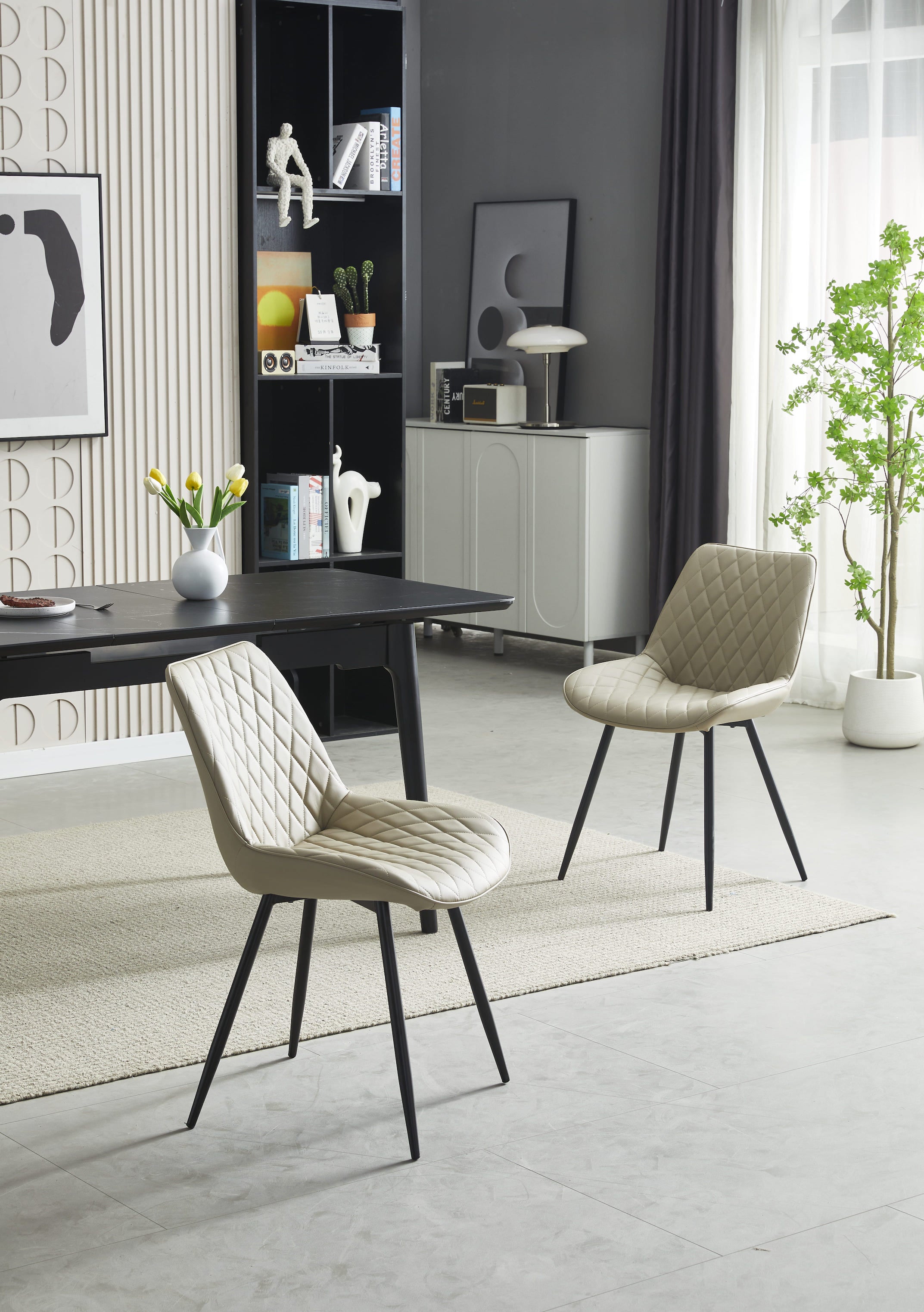 Moderne Stühle mit Diamantmuster im 4er Set - Stil und Komfort für Esszimmer und Home Office - Möbelmeister M&M