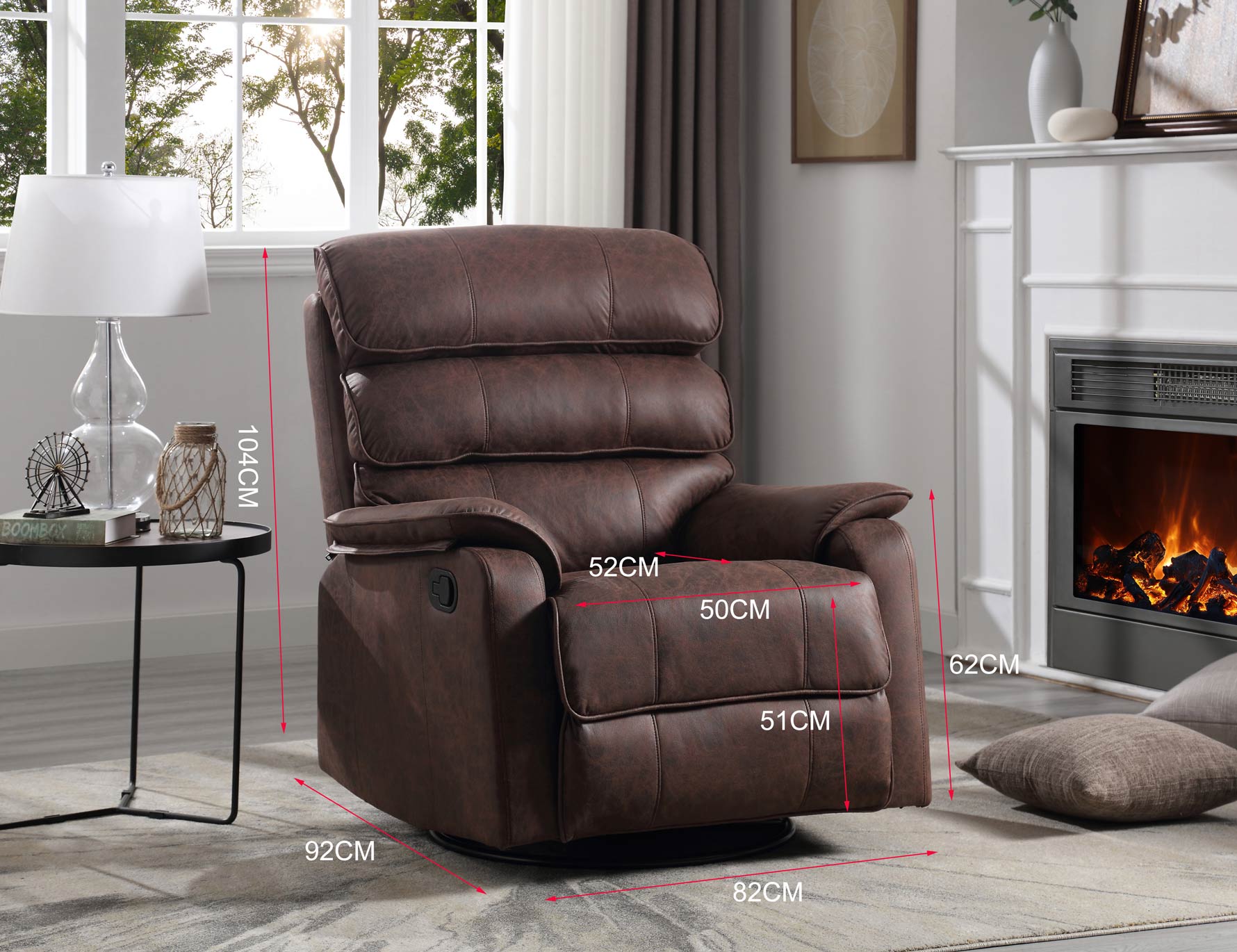 Relax Sessel mit Schlaffunktion und Chesterfield-Design, Braun