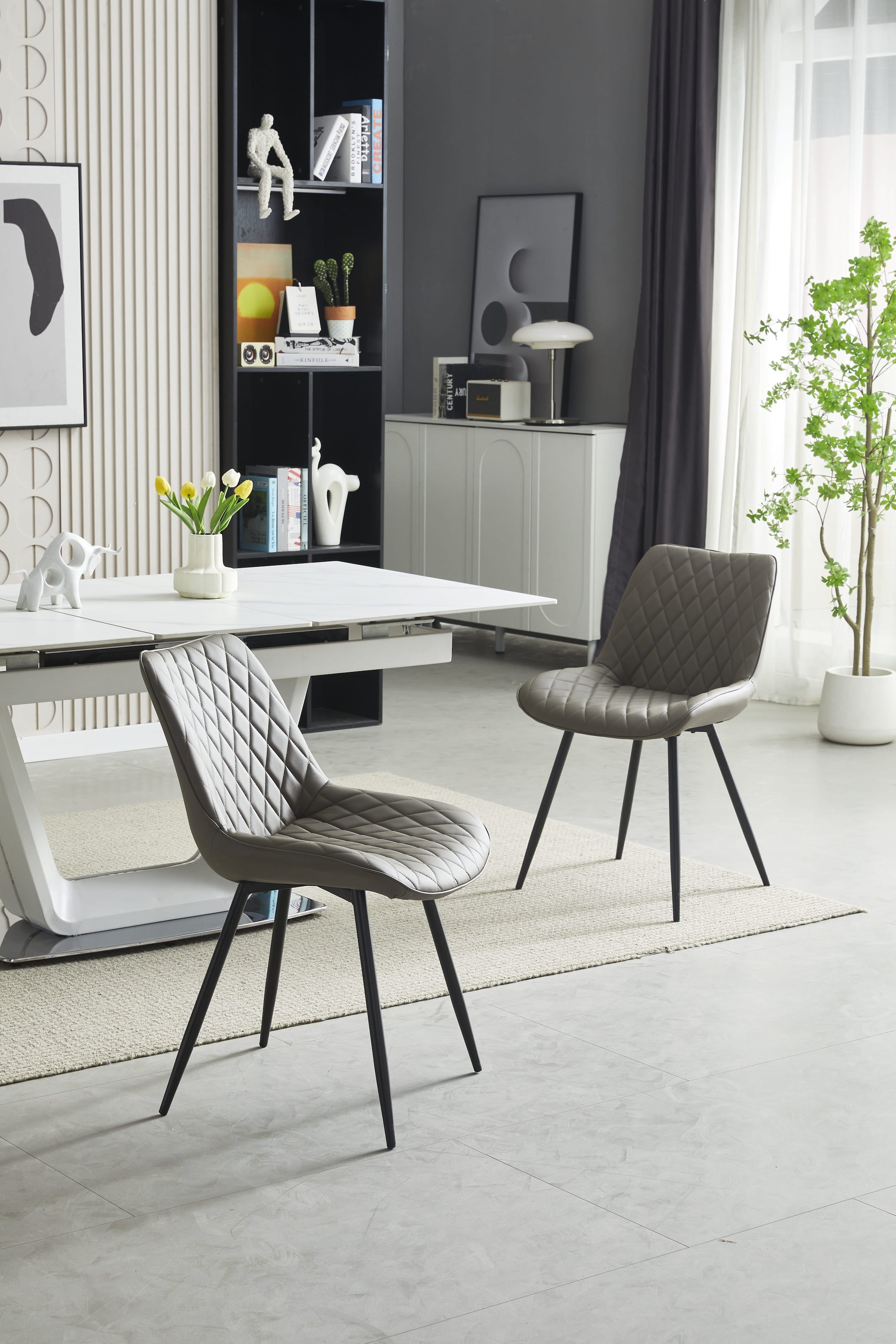 Moderne Stühle mit Diamantmuster im 4er Set - Stil und Komfort für Esszimmer und Home Office - Möbelmeister M&M