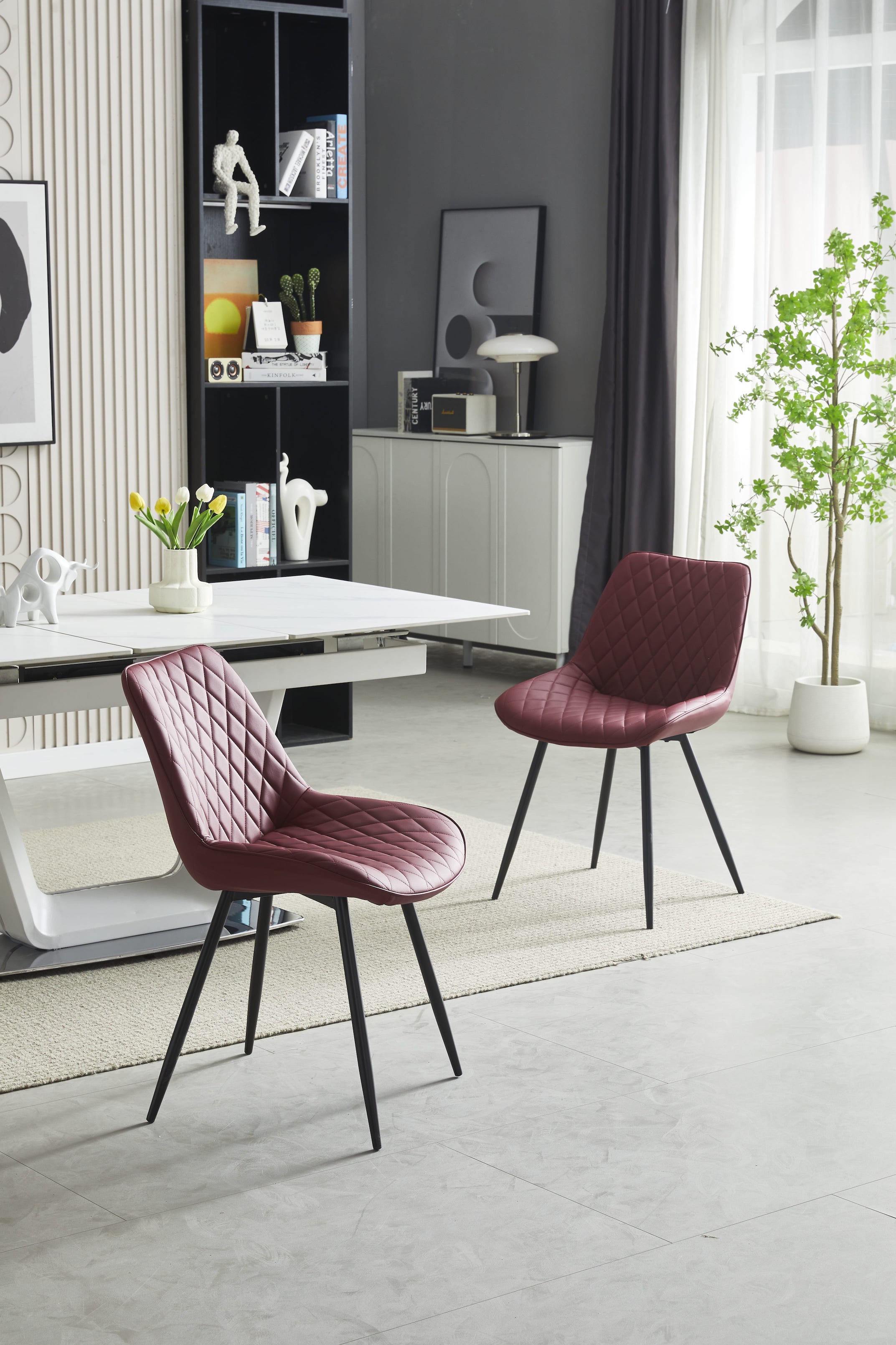 Moderne Stühle mit Diamantmuster im 4er Set - Stil und Komfort für Esszimmer und Home Office - Möbelmeister M&M