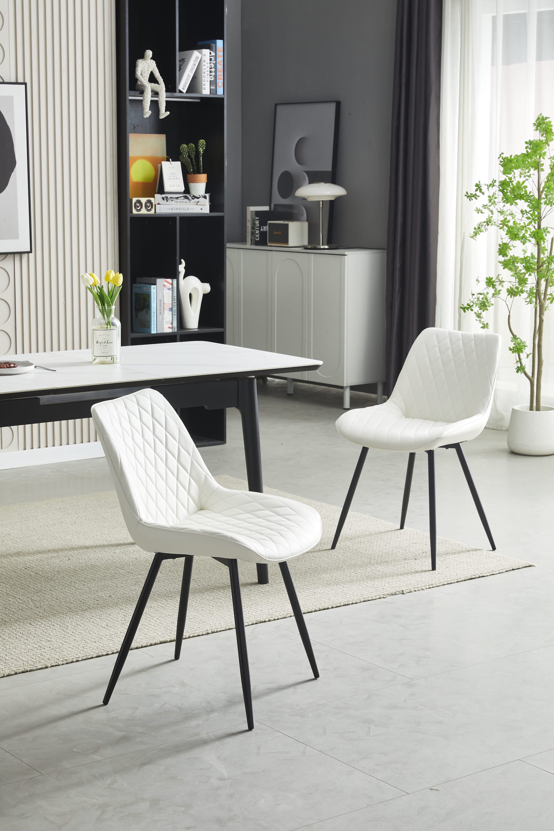 Moderne Stühle mit Diamantmuster im 4er Set - Stil und Komfort für Esszimmer und Home Office - Möbelmeister M&M