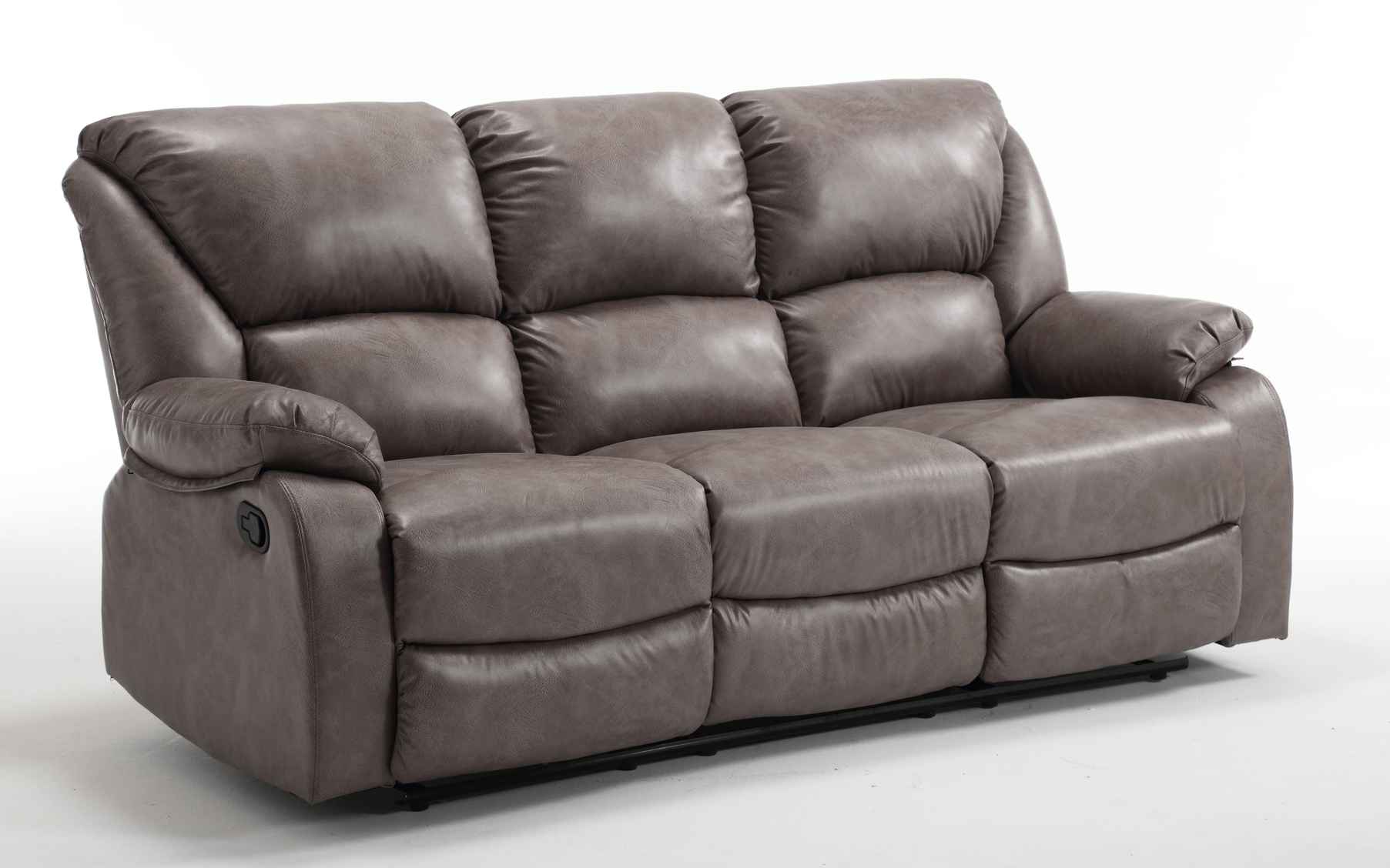 Exklusives 3-teiliges Ledersofa Set Hell-Grau - Möbelmeister M&M