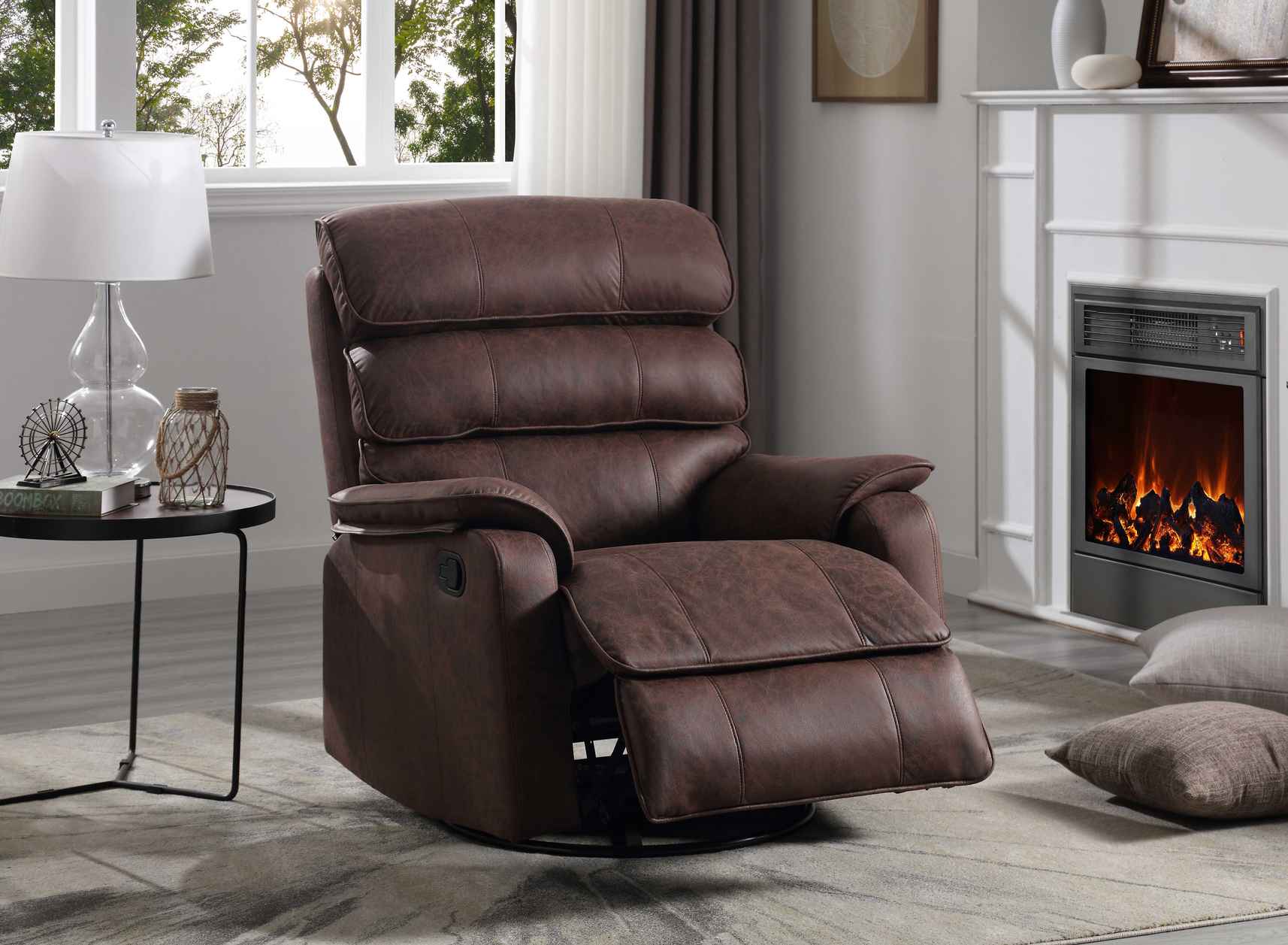 Relax Sessel mit Schlaffunktion und Chesterfield-Design, Braun - Möbelmeister M&M