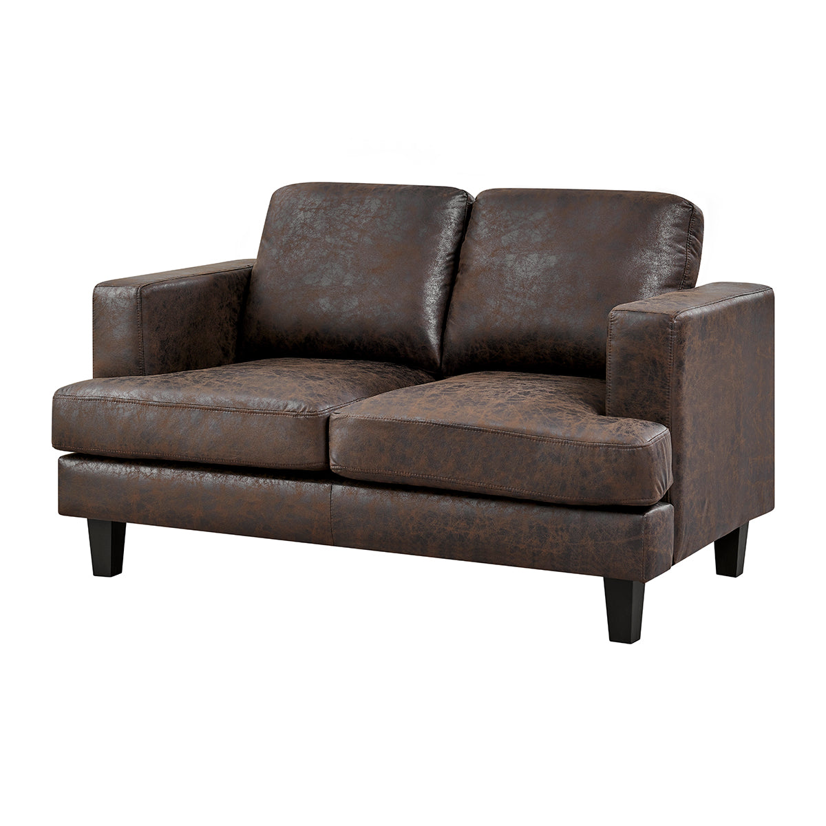 Luxuriöses 3-teiliges 6-Sitzer Sofa-Set in dunkelbraunem Braun und Beige mit Kunstleder: Sofa, Loveseat und Sessel im modernen Design.