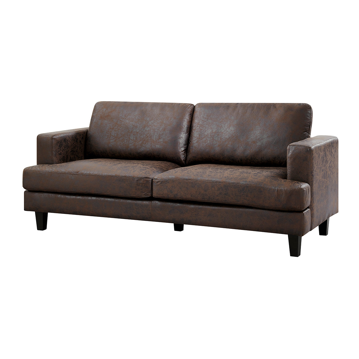 Luxuriöses 3-teiliges 6-Sitzer Sofa-Set in dunkelbraunem Braun und Beige mit Kunstleder: Sofa, Loveseat und Sessel im modernen Design.