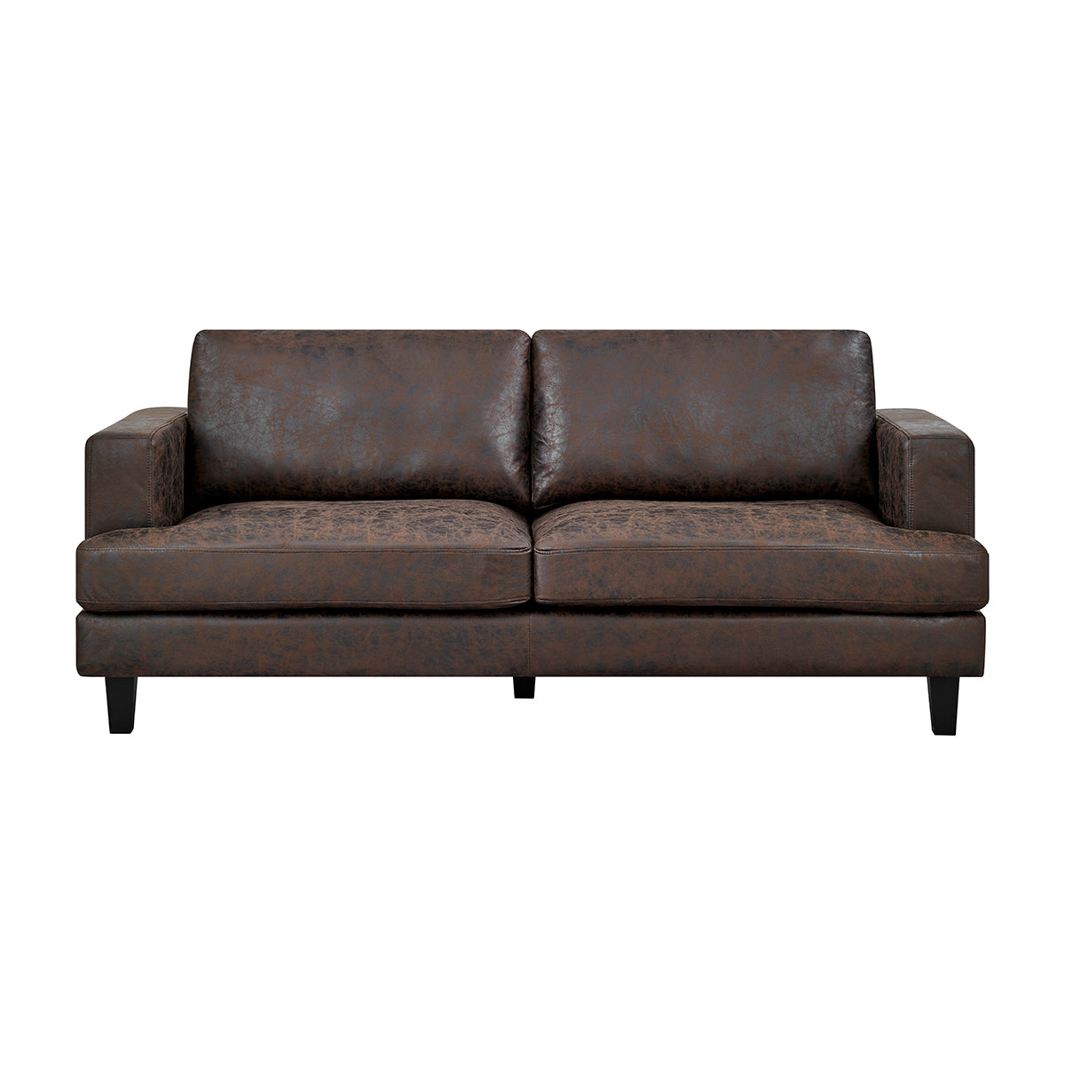 Luxuriöses 3-teiliges 6-Sitzer Sofa-Set in dunkelbraunem Braun und Beige mit Kunstleder: Sofa, Loveseat und Sessel im modernen Design.