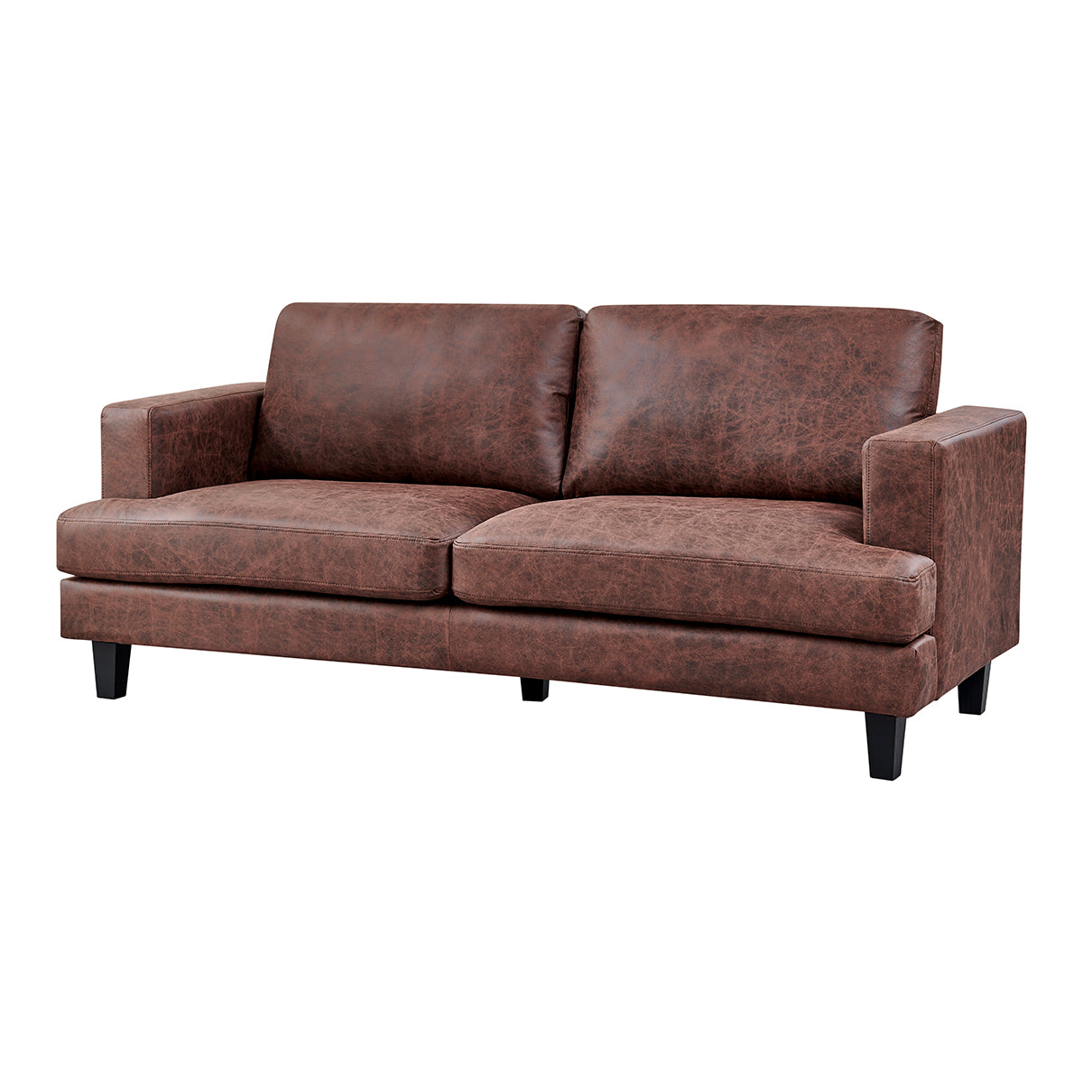 Luxuriöses 3-teiliges 6-Sitzer Sofa-Set in dunkelbraunem Braun und Beige mit Kunstleder: Sofa, Loveseat und Sessel im modernen Design.