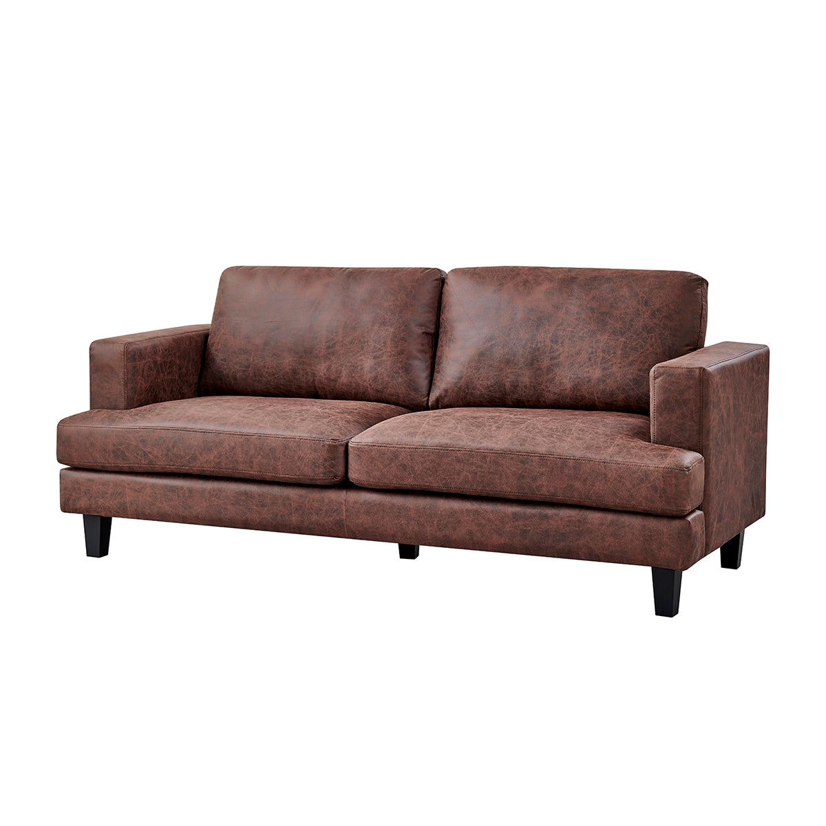 Luxuriöses 3-teiliges 6-Sitzer Sofa-Set in dunkelbraunem Braun und Beige mit Kunstleder: Sofa, Loveseat und Sessel im modernen Design.