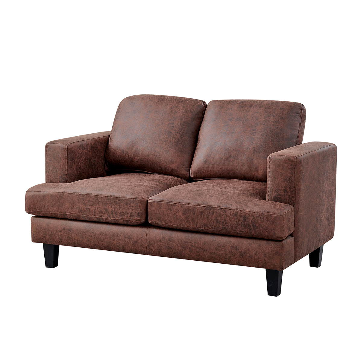 Luxuriöses 3-teiliges 6-Sitzer Sofa-Set in dunkelbraunem Braun und Beige mit Kunstleder: Sofa, Loveseat und Sessel im modernen Design.