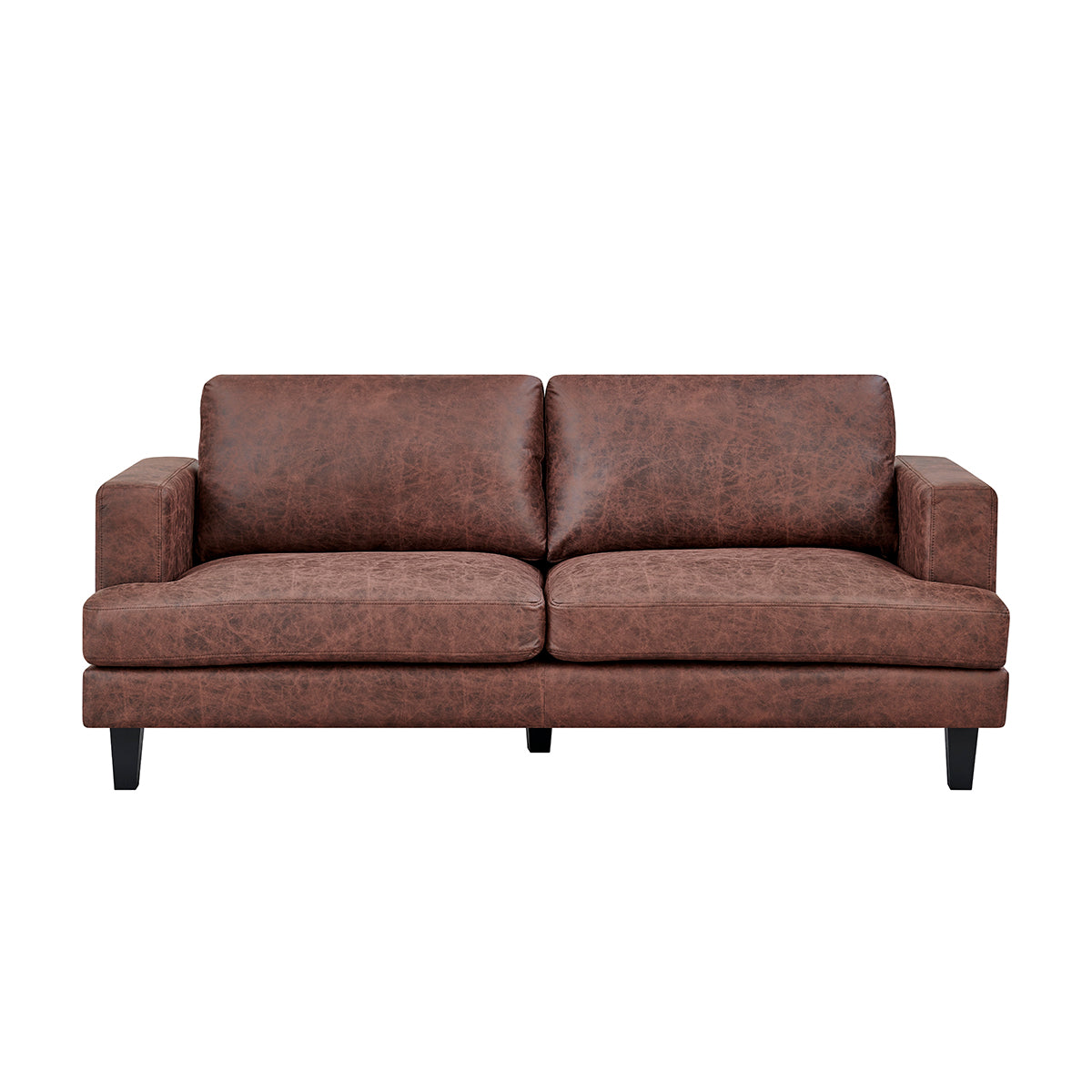 Luxuriöses 3-teiliges 6-Sitzer Sofa-Set in dunkelbraunem Braun und Beige mit Kunstleder: Sofa, Loveseat und Sessel im modernen Design.