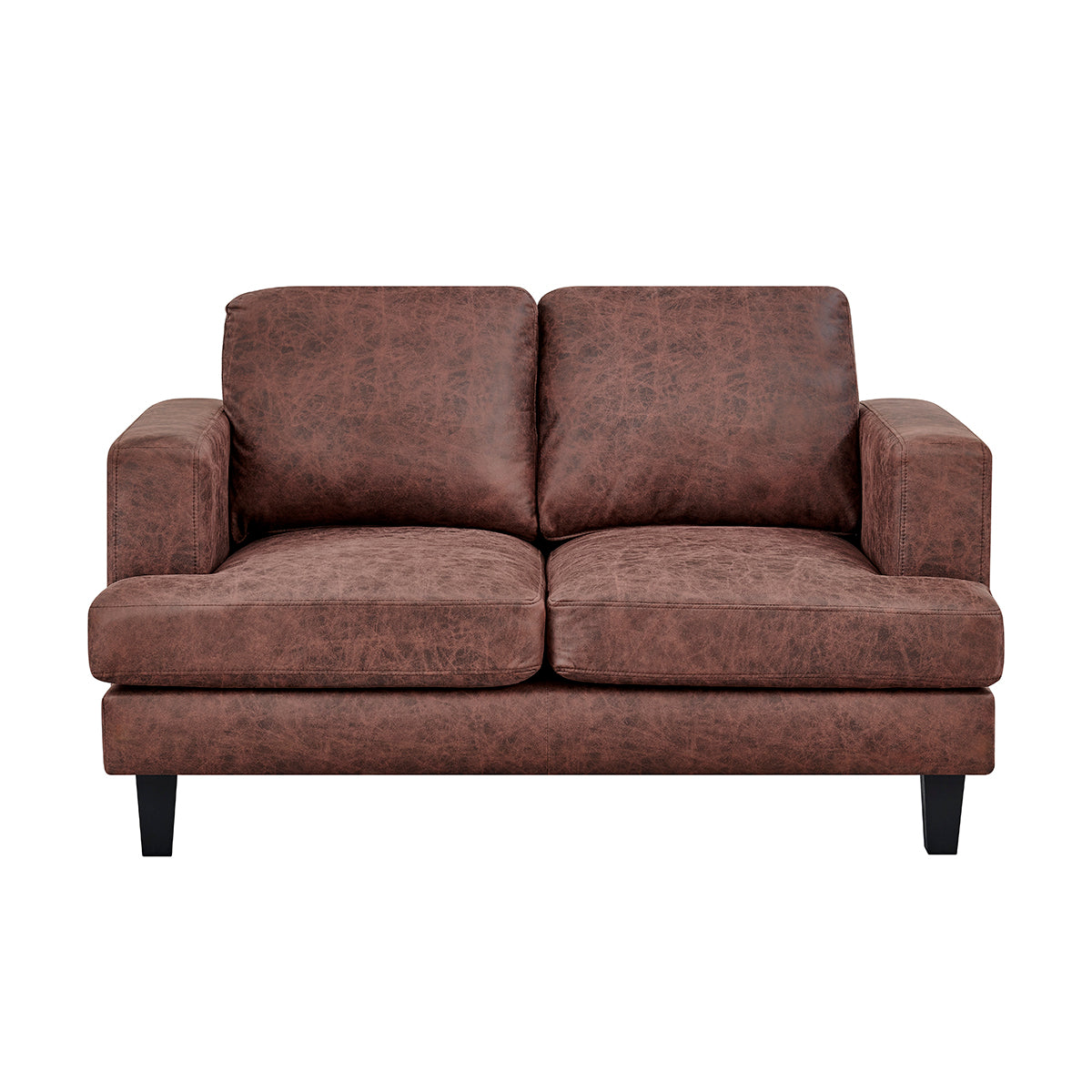 Luxuriöses 3-teiliges 6-Sitzer Sofa-Set in dunkelbraunem Braun und Beige mit Kunstleder: Sofa, Loveseat und Sessel im modernen Design.