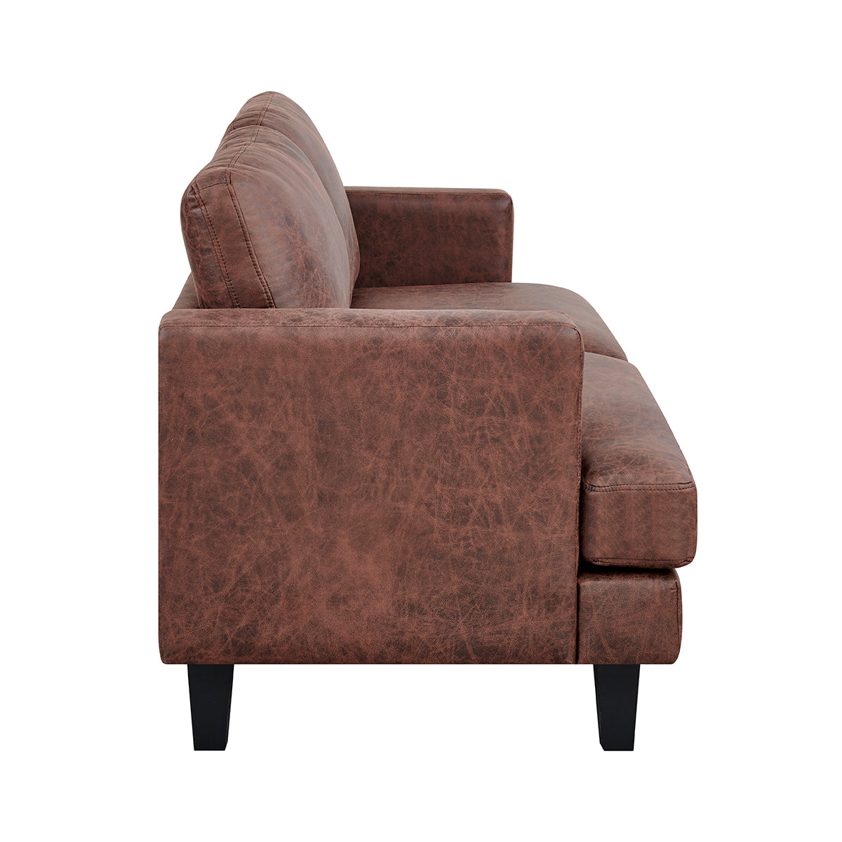 Luxuriöses 3-teiliges 6-Sitzer Sofa-Set in dunkelbraunem Braun und Beige mit Kunstleder: Sofa, Loveseat und Sessel im modernen Design.