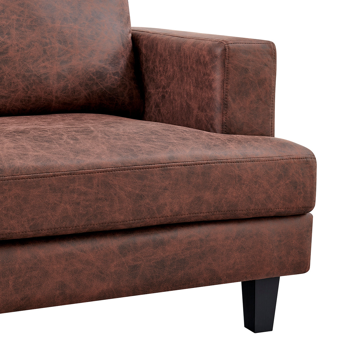 Luxuriöses 3-teiliges 6-Sitzer Sofa-Set in dunkelbraunem Braun und Beige mit Kunstleder: Sofa, Loveseat und Sessel im modernen Design.