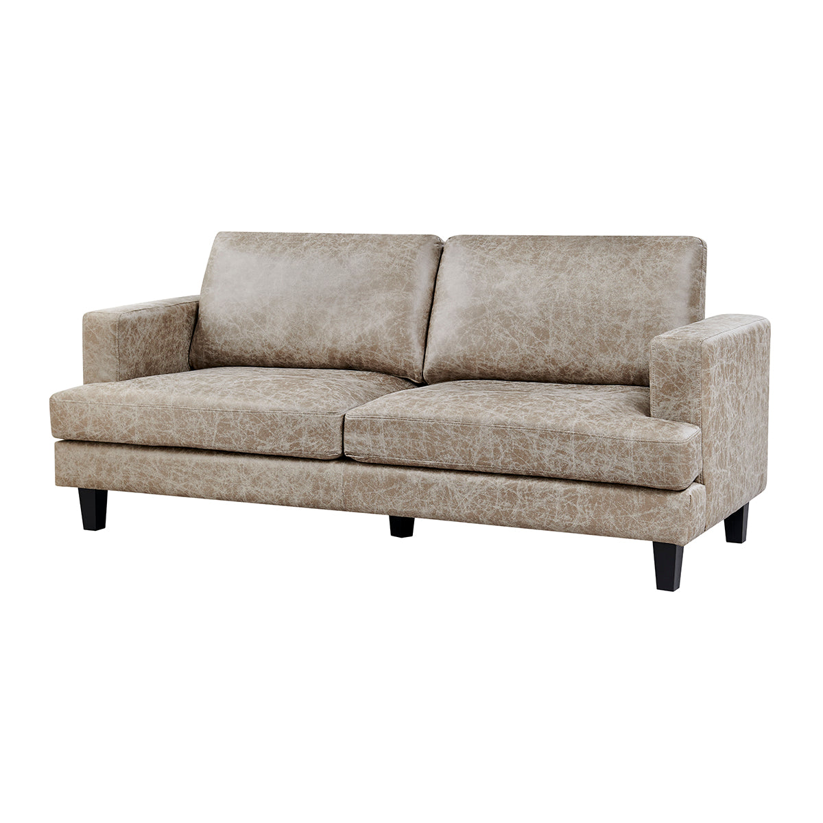 Luxuriöses 3-teiliges 6-Sitzer Sofa-Set in dunkelbraunem Braun und Beige mit Kunstleder: Sofa, Loveseat und Sessel im modernen Design.