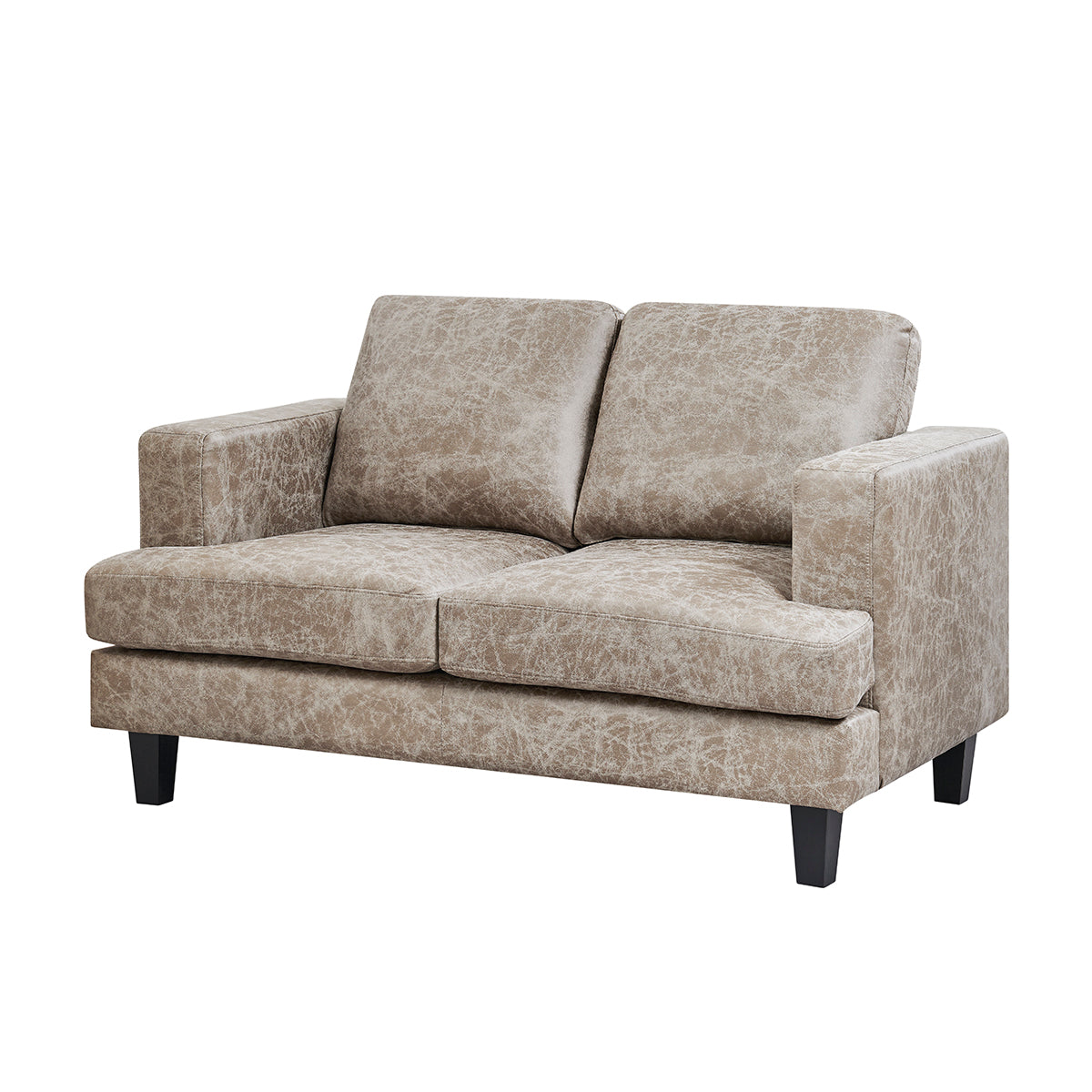 Luxuriöses 3-teiliges 6-Sitzer Sofa-Set in dunkelbraunem Braun und Beige mit Kunstleder: Sofa, Loveseat und Sessel im modernen Design.