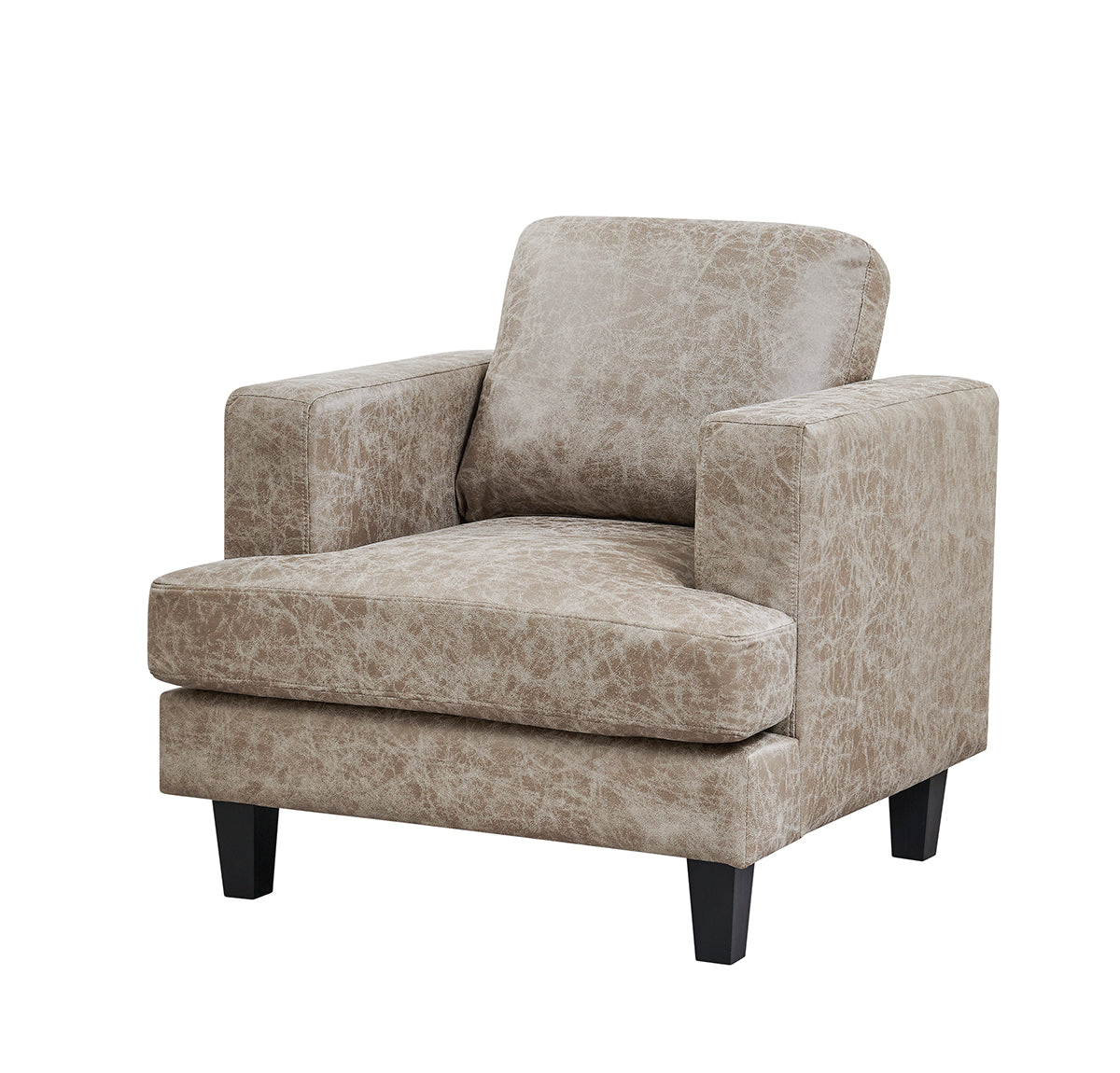 Luxuriöses 3-teiliges 6-Sitzer Sofa-Set in dunkelbraunem Braun und Beige mit Kunstleder: Sofa, Loveseat und Sessel im modernen Design.