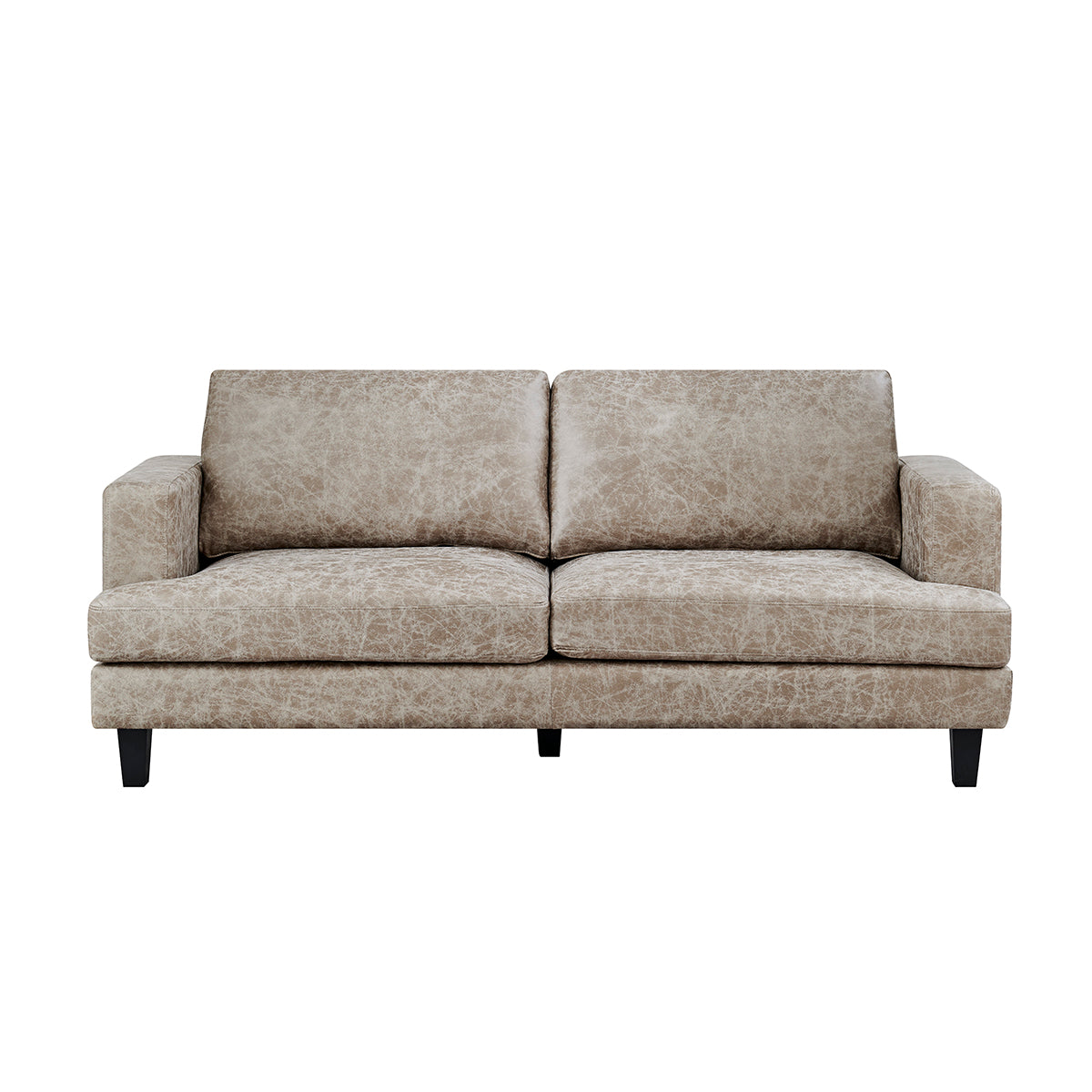 Luxuriöses 3-teiliges 6-Sitzer Sofa-Set in dunkelbraunem Braun und Beige mit Kunstleder: Sofa, Loveseat und Sessel im modernen Design.