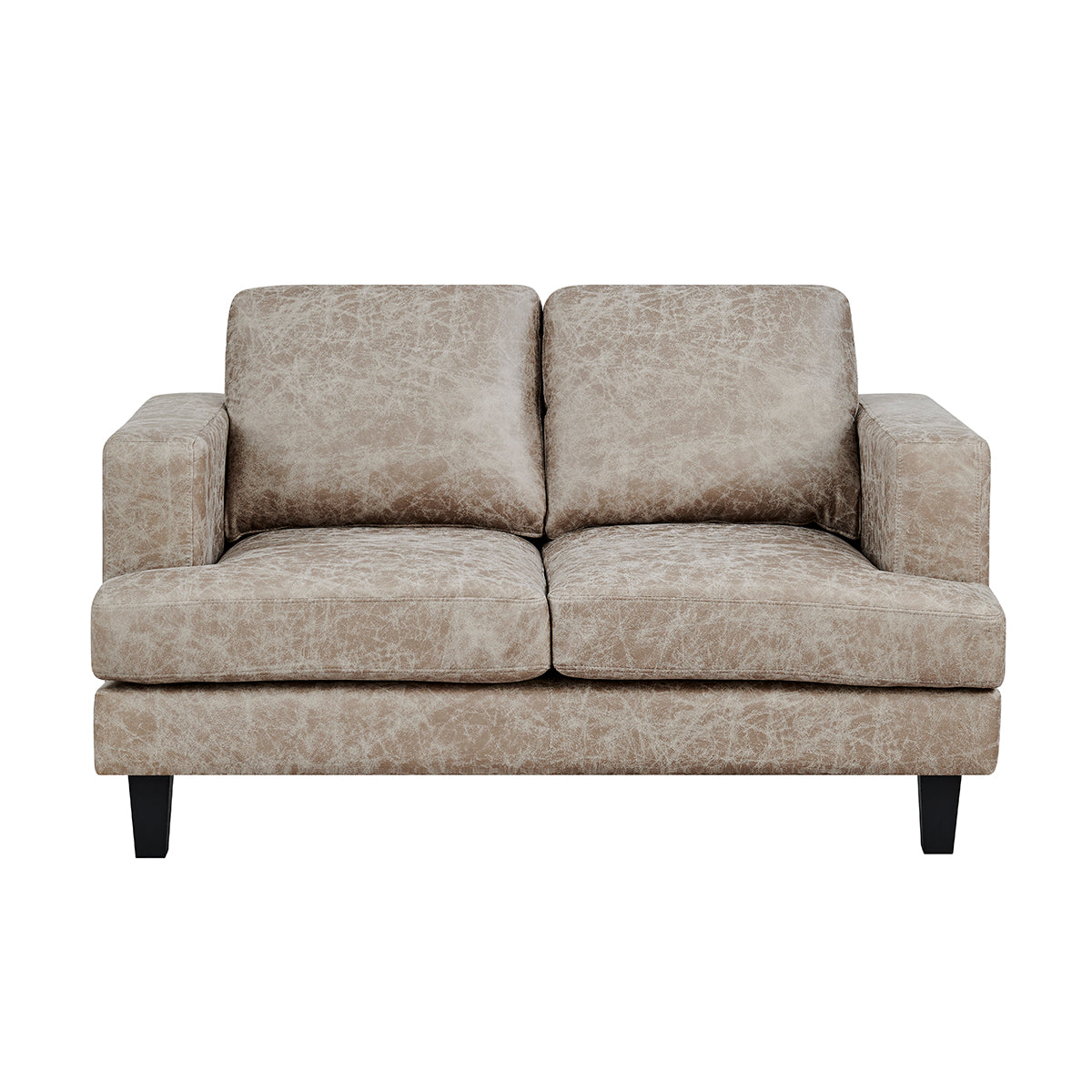 Luxuriöses 3-teiliges 6-Sitzer Sofa-Set in dunkelbraunem Braun und Beige mit Kunstleder: Sofa, Loveseat und Sessel im modernen Design.