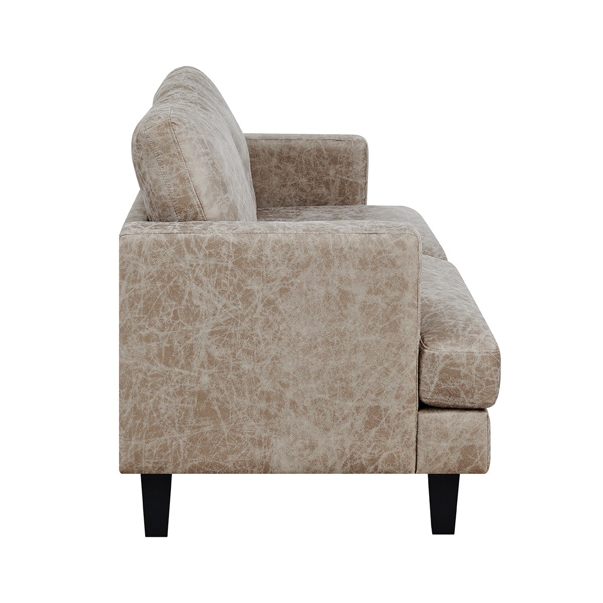 Luxuriöses 3-teiliges 6-Sitzer Sofa-Set in dunkelbraunem Braun und Beige mit Kunstleder: Sofa, Loveseat und Sessel im modernen Design.