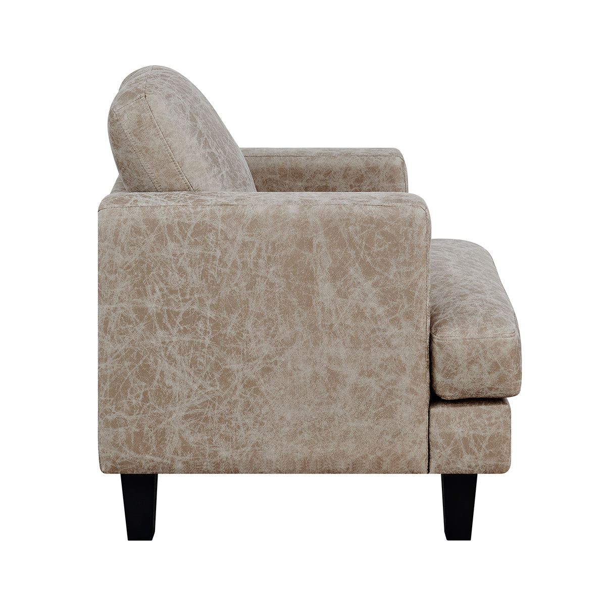 Luxuriöses 3-teiliges 6-Sitzer Sofa-Set in dunkelbraunem Braun und Beige mit Kunstleder: Sofa, Loveseat und Sessel im modernen Design.