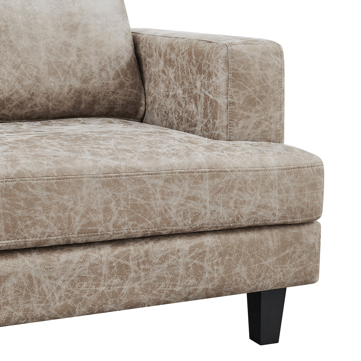 Luxuriöses 3-teiliges 6-Sitzer Sofa-Set in dunkelbraunem Braun und Beige mit Kunstleder: Sofa, Loveseat und Sessel im modernen Design.