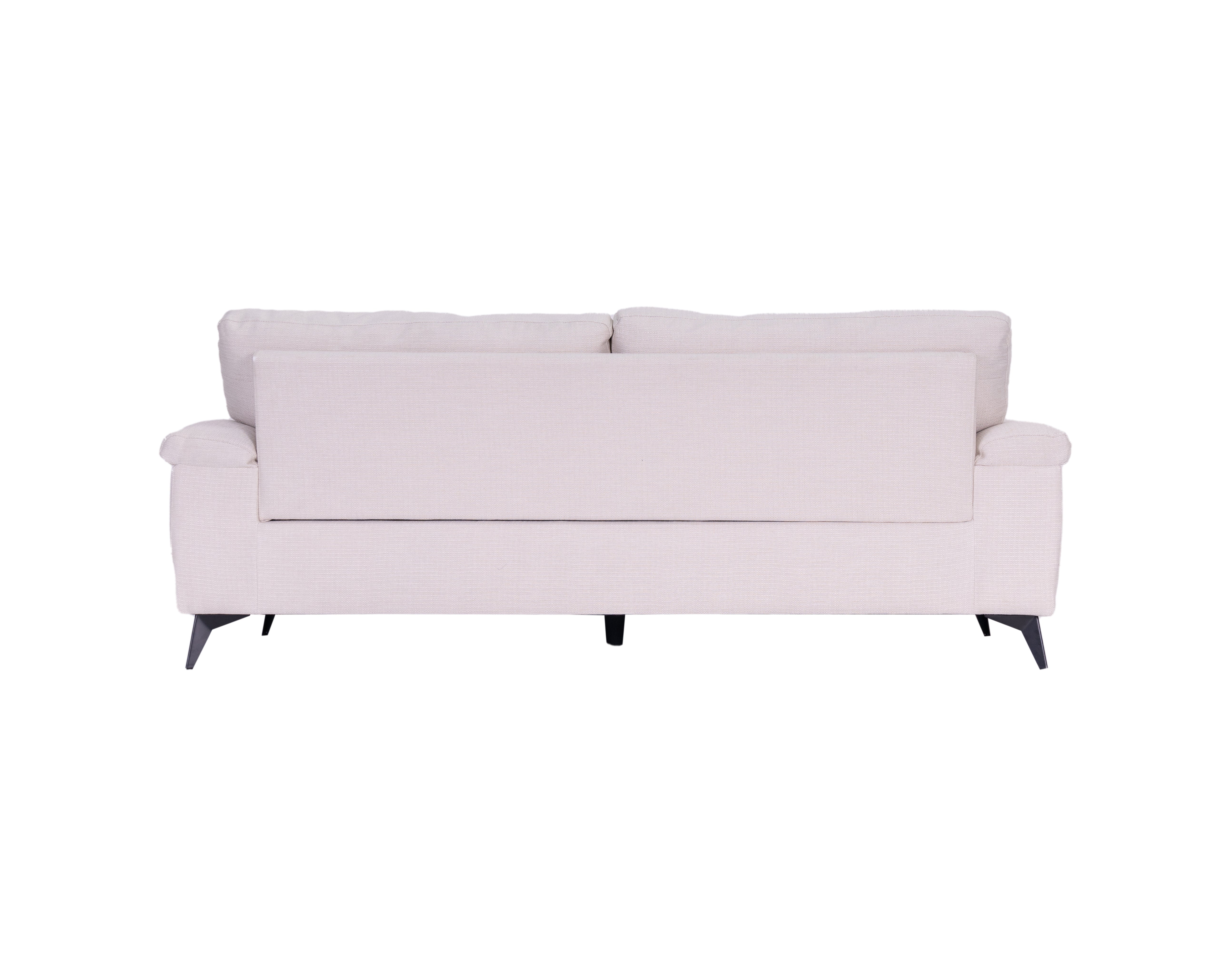 Modernes 3er-Sofa-Set in Grau und Weiß aus weichem Stoff mit Steppung und konischen Beinen, erhältlich als 3-Teiler und 6-Sitzer.”