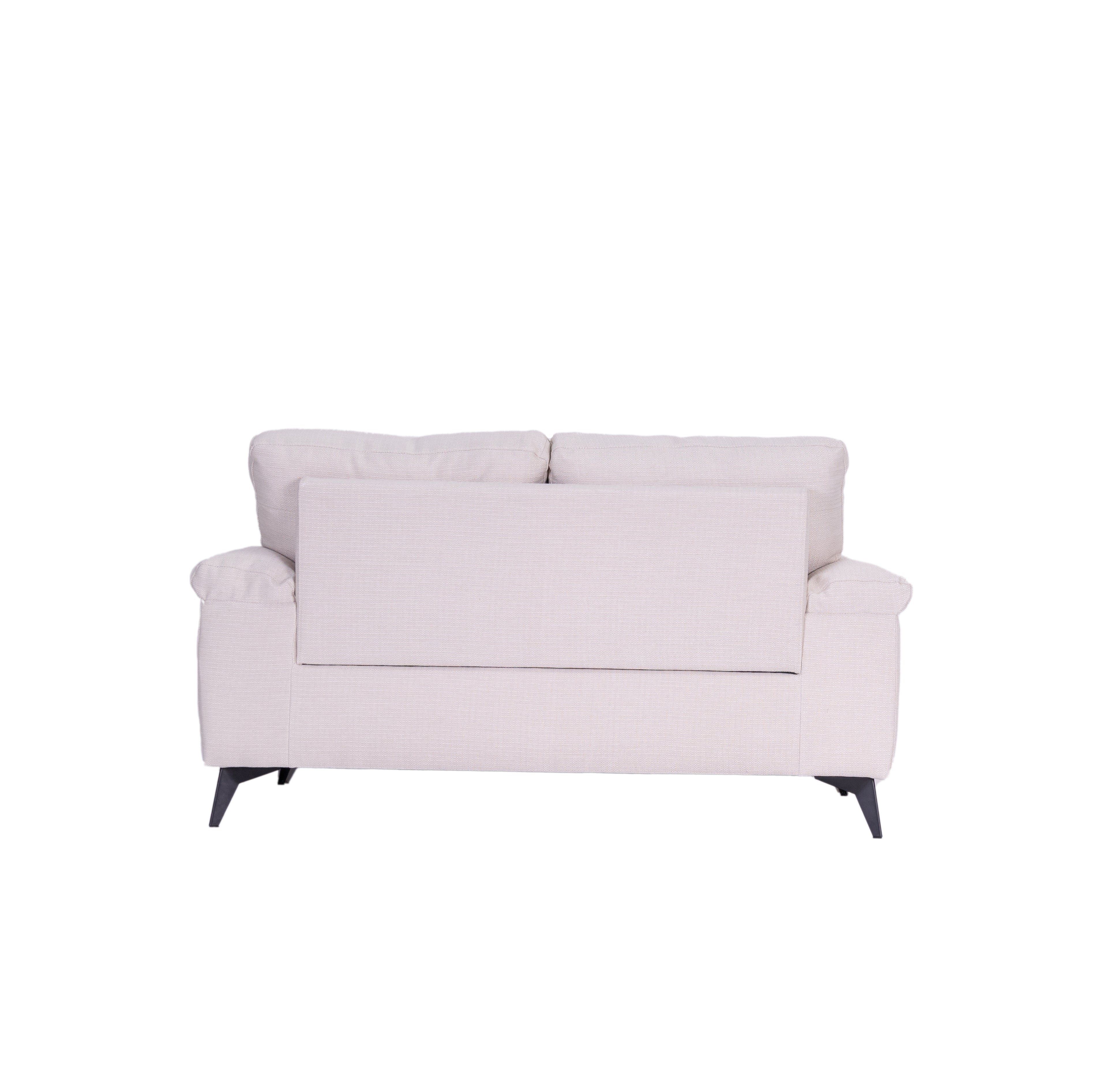 Modernes 3er-Sofa-Set in Grau und Weiß aus weichem Stoff mit Steppung und konischen Beinen, erhältlich als 3-Teiler und 6-Sitzer.”