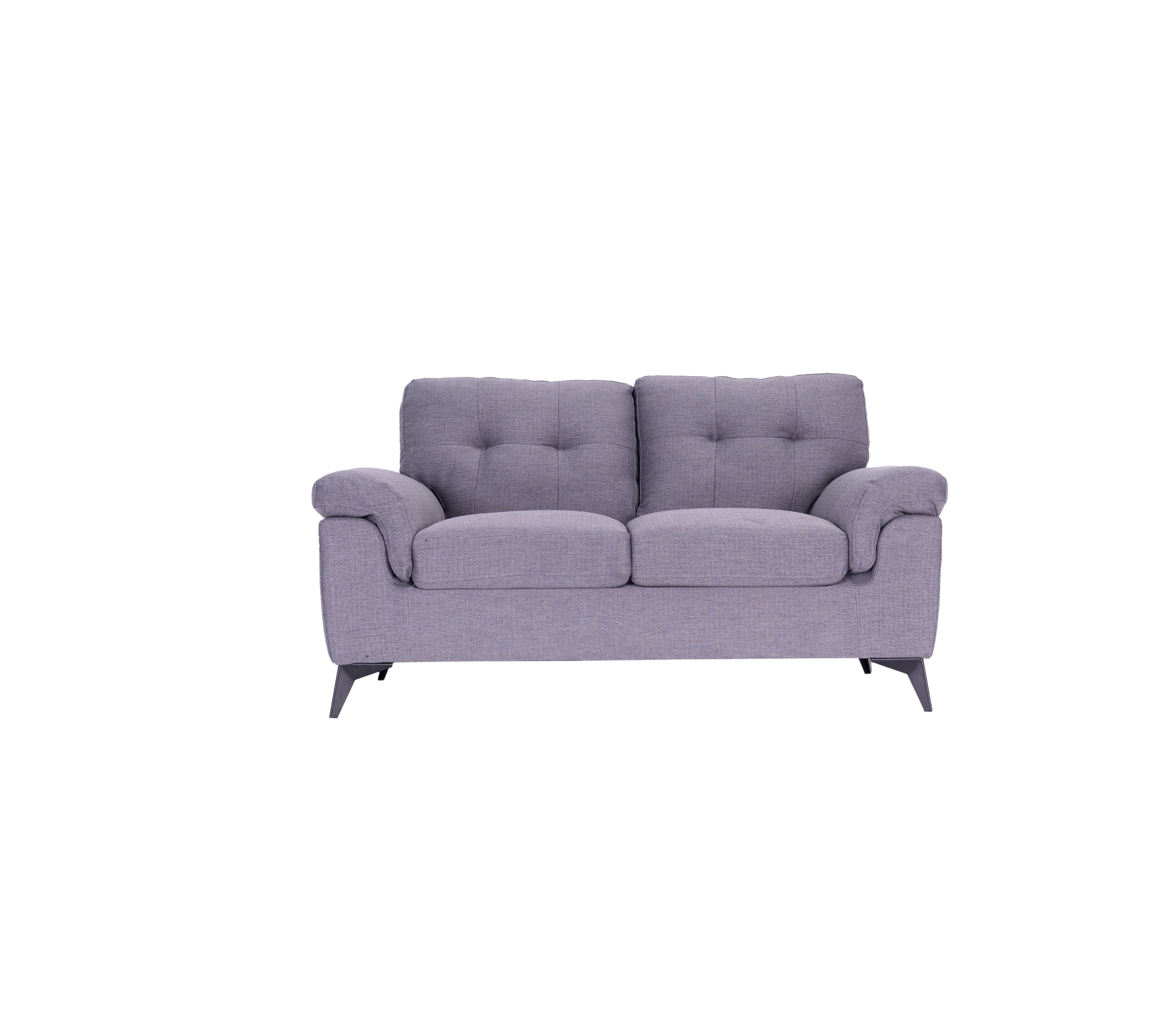 Modernes 3er-Sofa-Set in Grau und Weiß aus weichem Stoff mit Steppung und konischen Beinen, erhältlich als 3-Teiler und 6-Sitzer.”