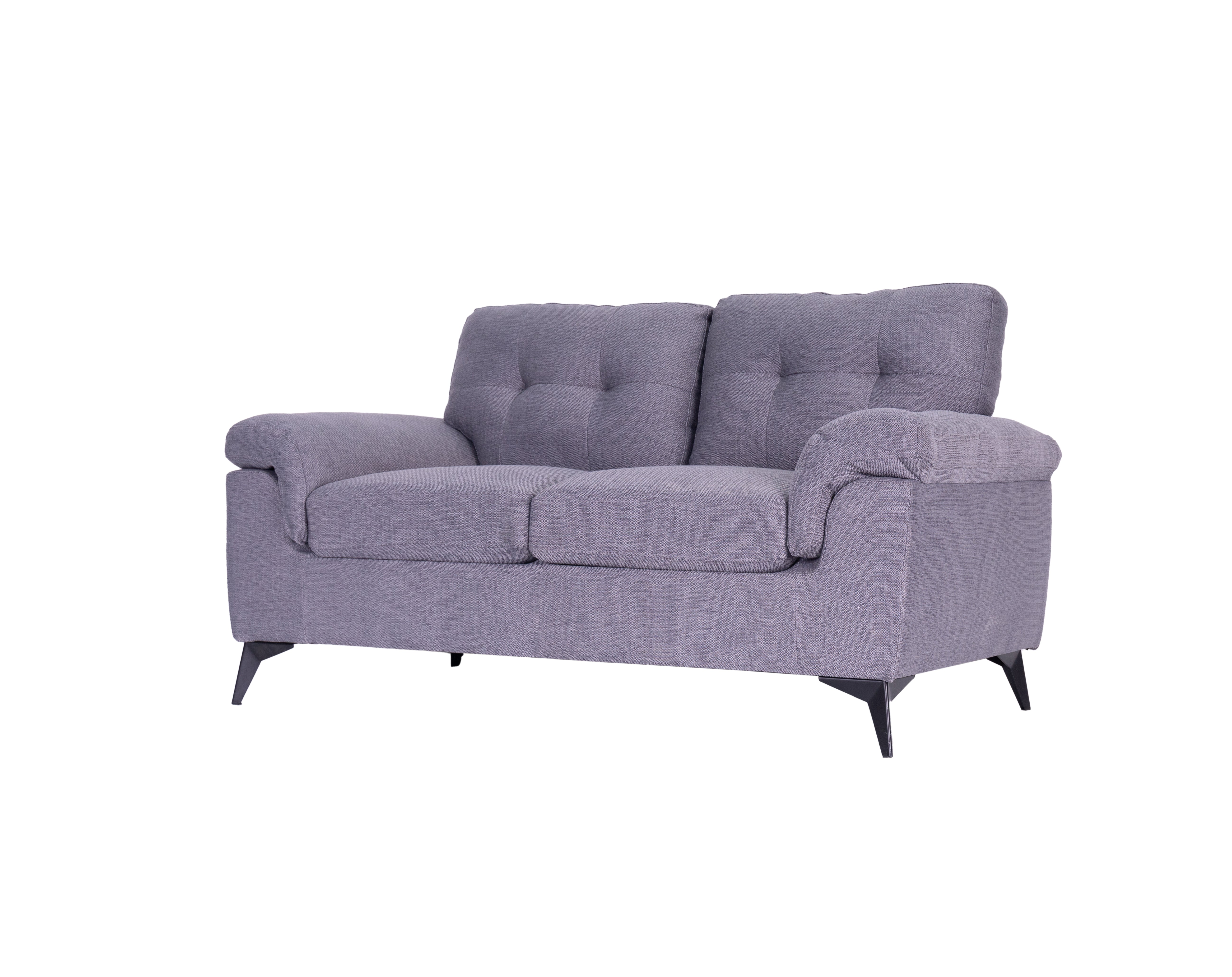 Modernes 3er-Sofa-Set in Grau und Weiß aus weichem Stoff mit Steppung und konischen Beinen, erhältlich als 3-Teiler und 6-Sitzer.”