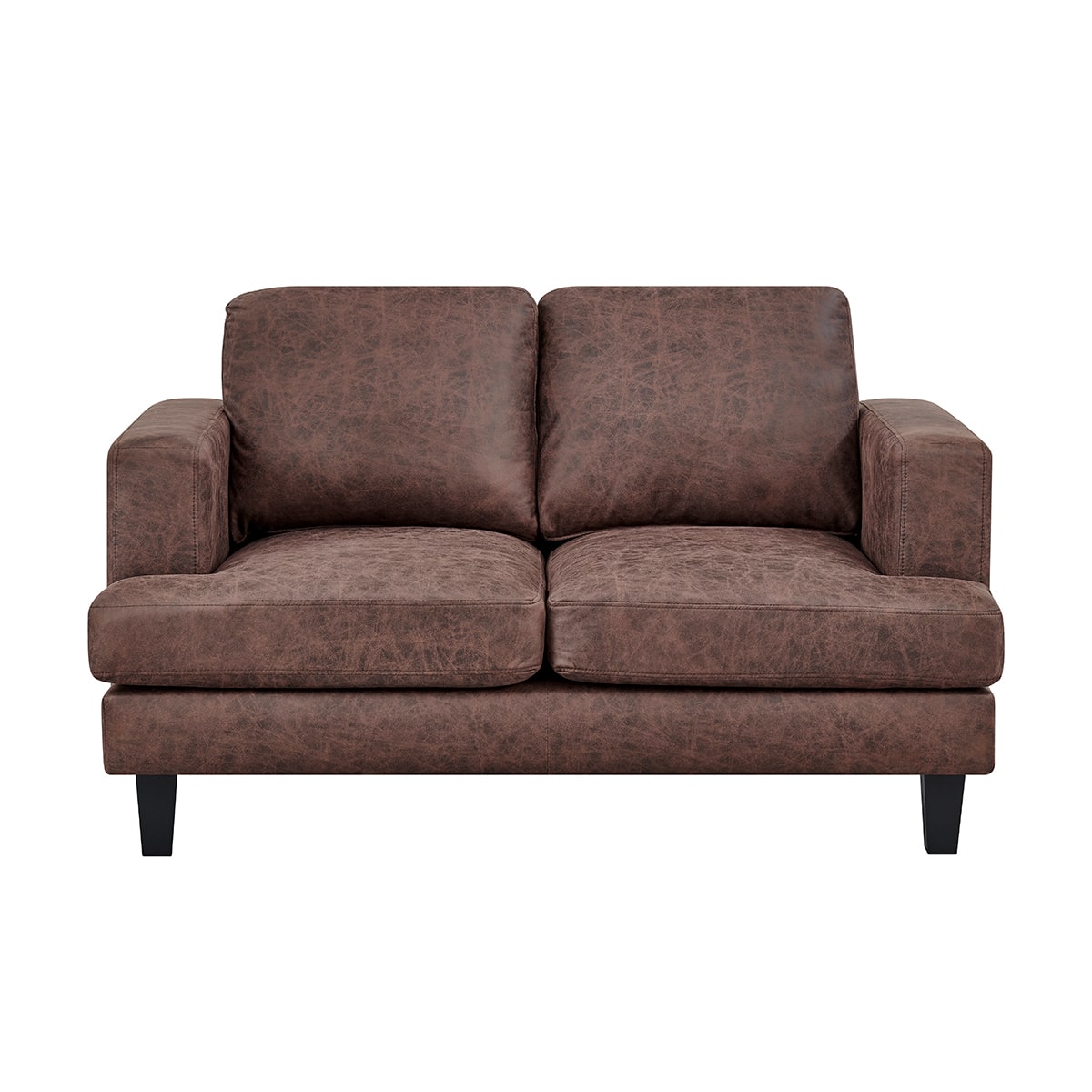 Luxuriöses 3-teiliges 6-Sitzer Sofa-Set in dunkelbraunem Braun und Beige mit Kunstleder: Sofa, Loveseat und Sessel im modernen Design.