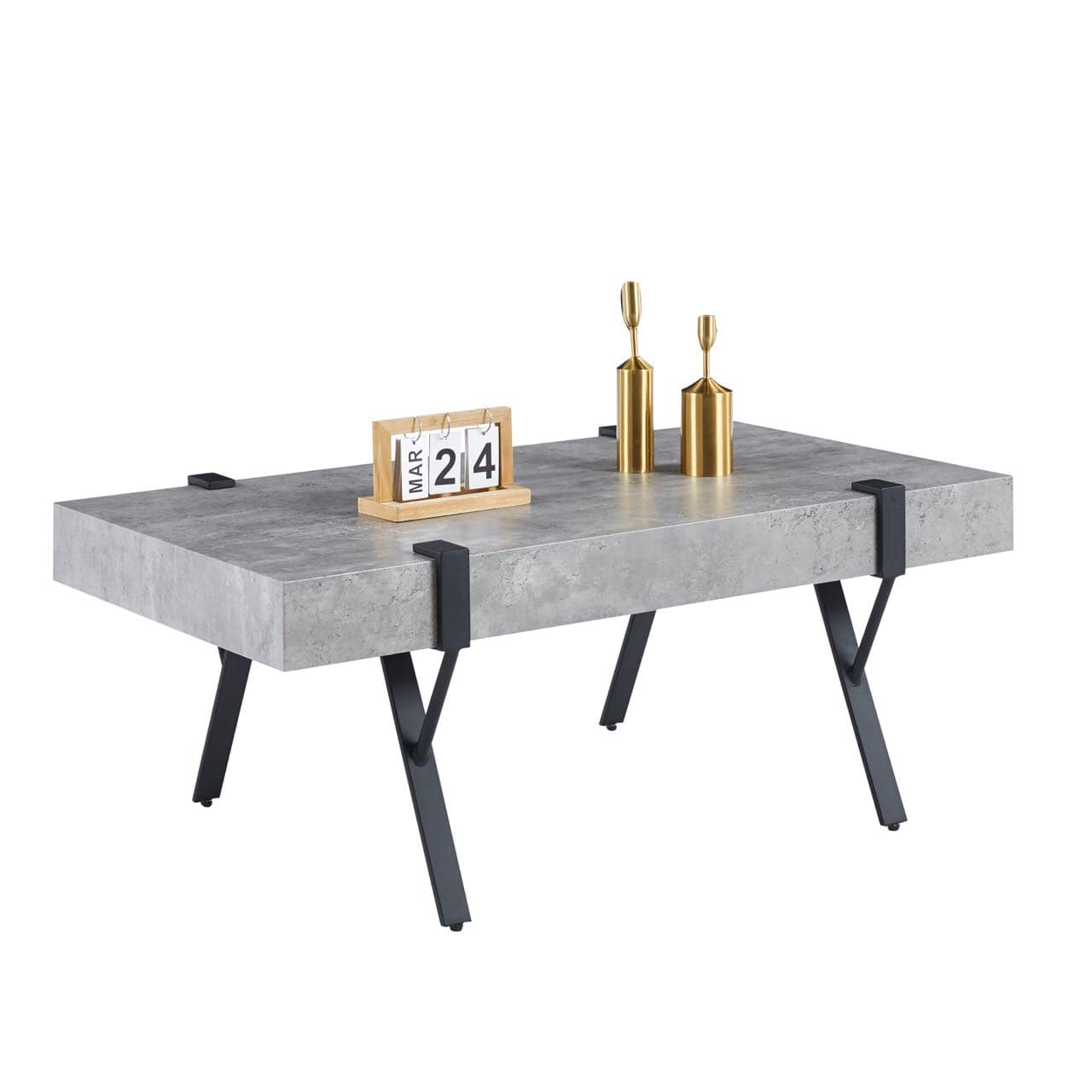 Moderner Couchtisch aus Marmor, Metall und Holz – 110x60x43cm - Möbelmeister M&M