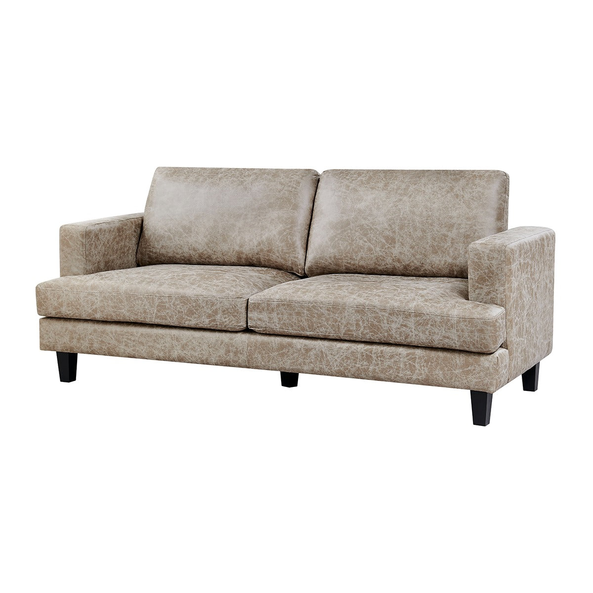 Exklusives 3-teiliges Ledersofa Set im Mid-Century Modern Design – Sofa, Loveseat und Sessel in Hellbraun - Möbelmeister M&M