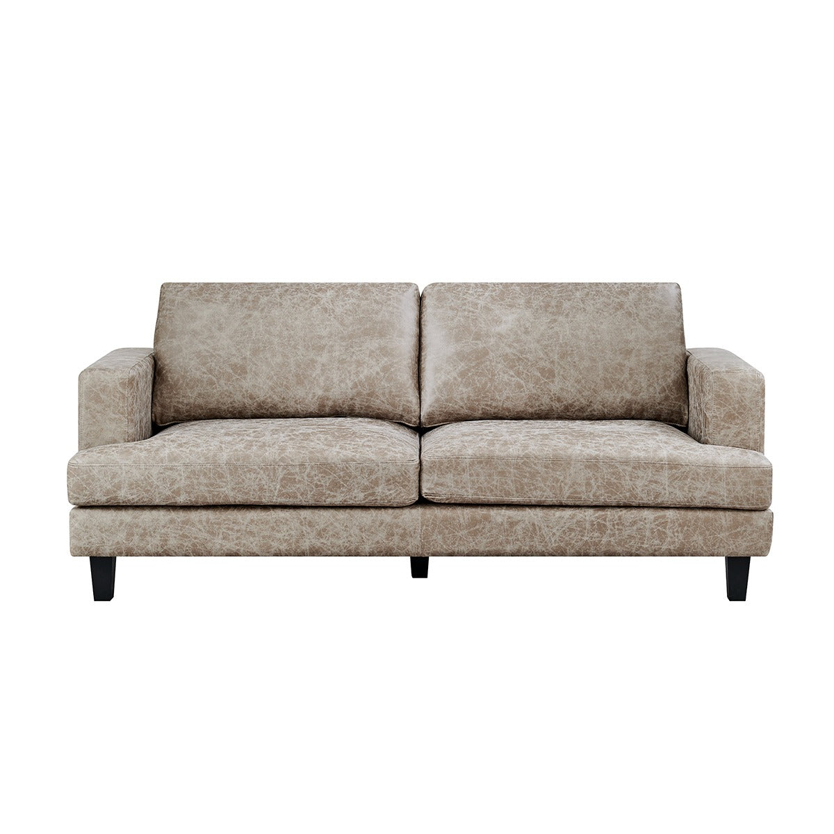 Exklusives 3-teiliges Ledersofa Set im Mid-Century Modern Design – Sofa, Loveseat und Sessel in Hellbraun - Möbelmeister M&M