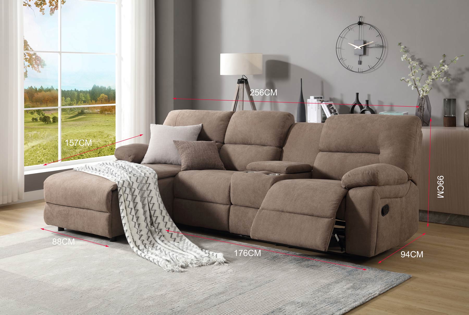 Moderne Ecksofa Couch mit Chaiselongue in Braun - Möbelmeister M&M